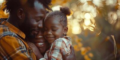 African American family in the park on a walk photo