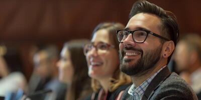 personas en el salón escucha cuidadosamente foto