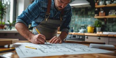 engineer makes drawings photo
