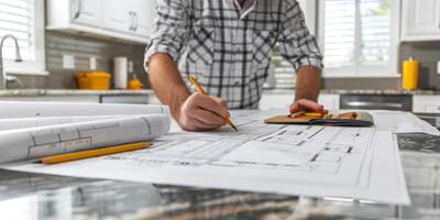 engineer makes drawings photo