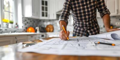 engineer makes drawings photo