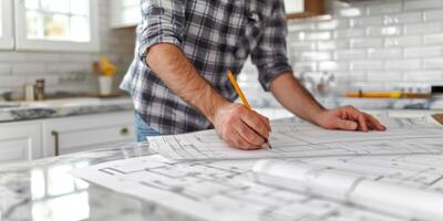 engineer makes drawings photo