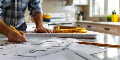 engineer makes drawings photo