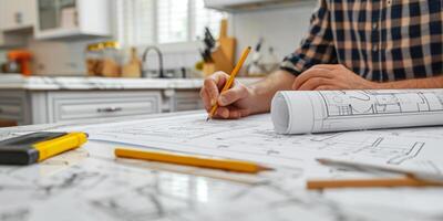 engineer makes drawings photo