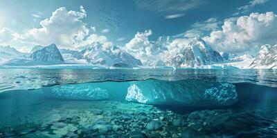 iceberg submarino y encima agua foto