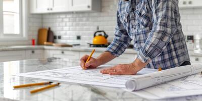 engineer makes drawings photo