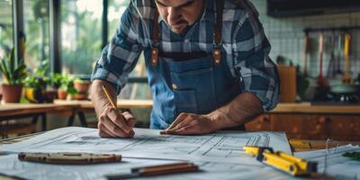 engineer makes drawings photo