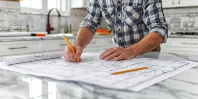 engineer makes drawings photo