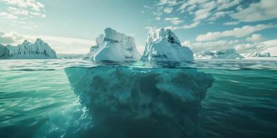 iceberg submarino y encima agua foto