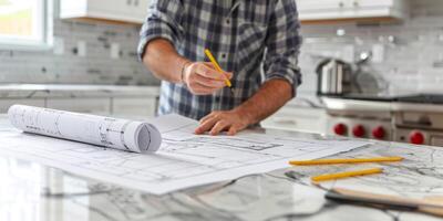 engineer makes drawings photo