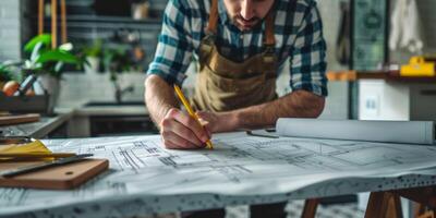 engineer makes drawings photo