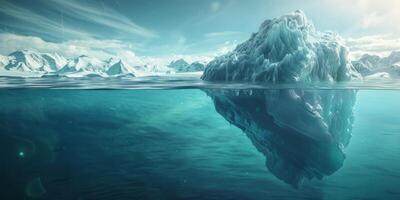 iceberg submarino y encima agua foto