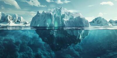 Iceberg underwater and above water photo