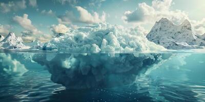 iceberg submarino y encima agua foto