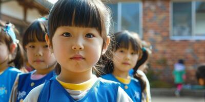 Asian children go to school photo