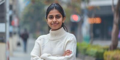 Indian woman on a city street photo