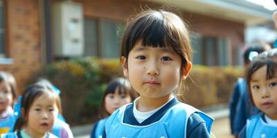 Asian children go to school photo