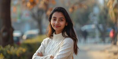 Indian woman on a city street photo