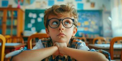 child studying in school class photo