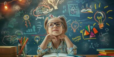 child studying in school class photo