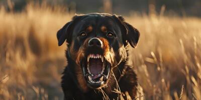 angry rottweiler dog barking photo