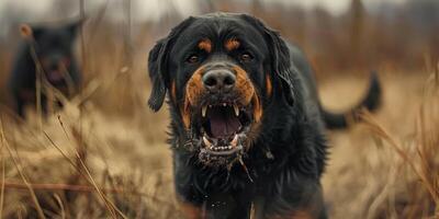 angry rottweiler dog barking photo