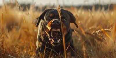 angry rottweiler dog barking photo