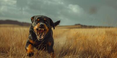 enojado Rottweiler perro ladrido foto