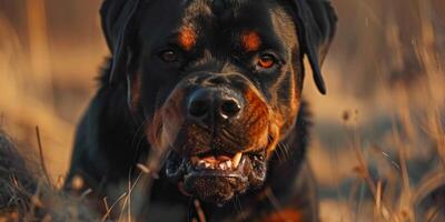 angry rottweiler dog barking photo