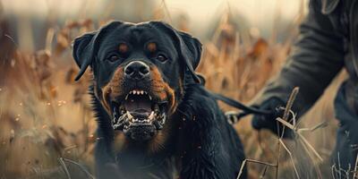 enojado Rottweiler perro ladrido foto