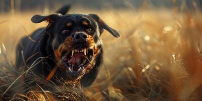 enojado Rottweiler perro ladrido foto