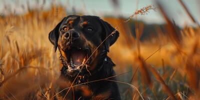 angry rottweiler dog barking photo