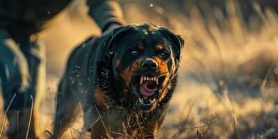 enojado Rottweiler perro ladrido foto