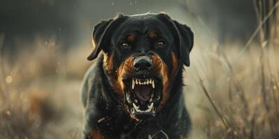 enojado Rottweiler perro ladrido foto