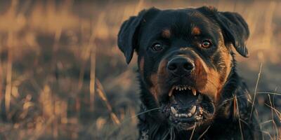 angry rottweiler dog barking photo