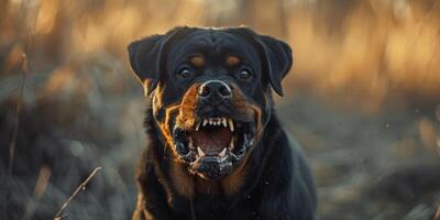 enojado Rottweiler perro ladrido foto