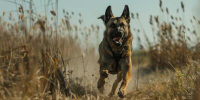 German Shepherd walking in the field photo