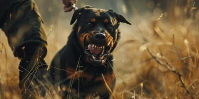 angry rottweiler dog barking photo