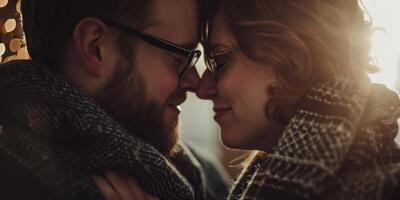 couple in love hugging on the street photo