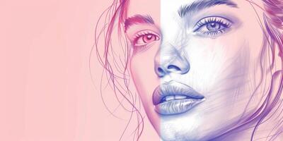 beautiful woman close-up portrait illustration sketch photo