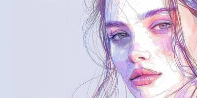 beautiful woman close-up portrait illustration sketch photo