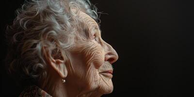 elderly woman close-up portrait wrinkles photo