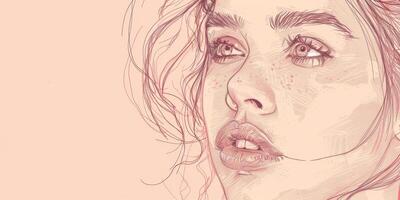 beautiful woman close-up portrait illustration sketch photo