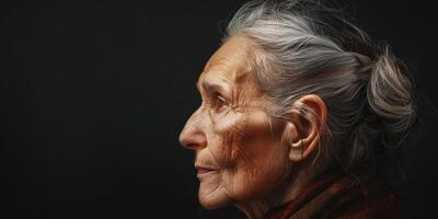 elderly woman close-up portrait wrinkles photo