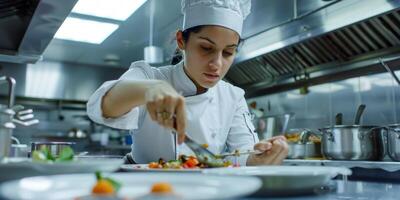 chef cooking in restaurant kitchen photo