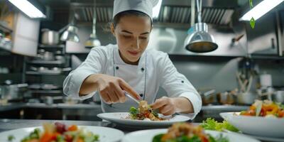 chef cooking in restaurant kitchen photo