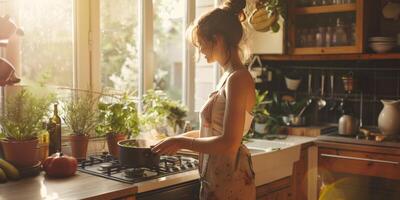 woman cooking in the kitchen photo