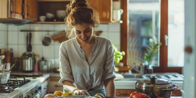 woman cooking in the kitchen photo