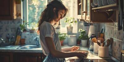 woman cooking in the kitchen photo