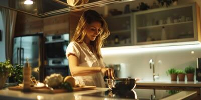 woman cooking in the kitchen photo